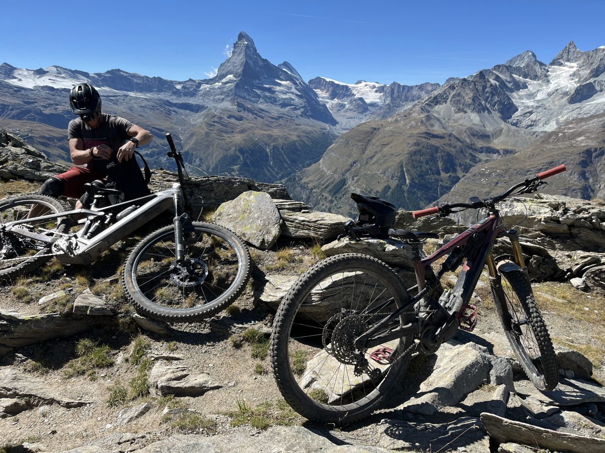 A break facing the Matterhorn during the Exoride e-bike weekend in Zermatt